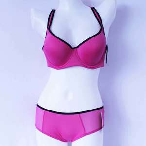 Multi-funcional planície mulheres de nylon de cor conjunto desporto bra